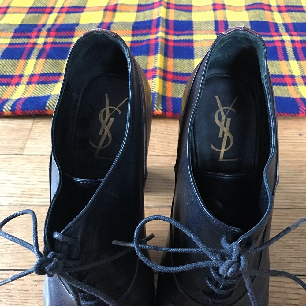 Yves Saint Laurent Oxford Wooden Block Heels Black - Picture 8 of 8